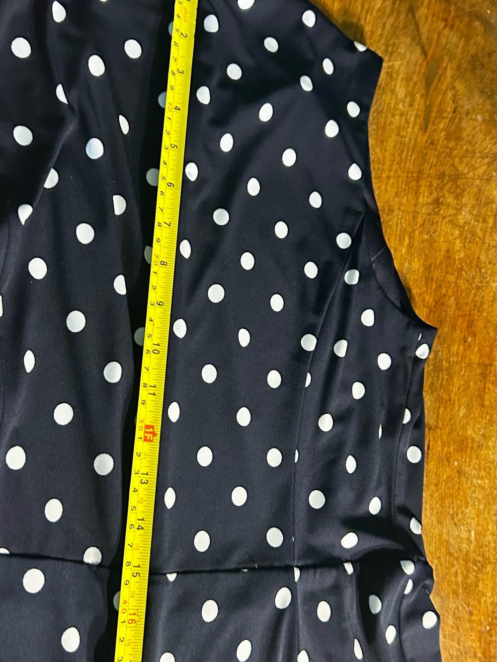 Christopher & Banks Navy Blue /White Polka Dot Sleeveless Midi Dress Sz 8 zipper - Picture 8 of 8
